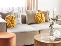 Cuscino Nodo Velluto Giallo 30 x 30 cm Legato Peluche Decorativo Moderno