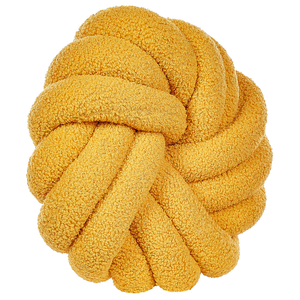 Cuscino Nodo Velluto Giallo 31 x 31 cm Legato Peluche Decorativo Moderno