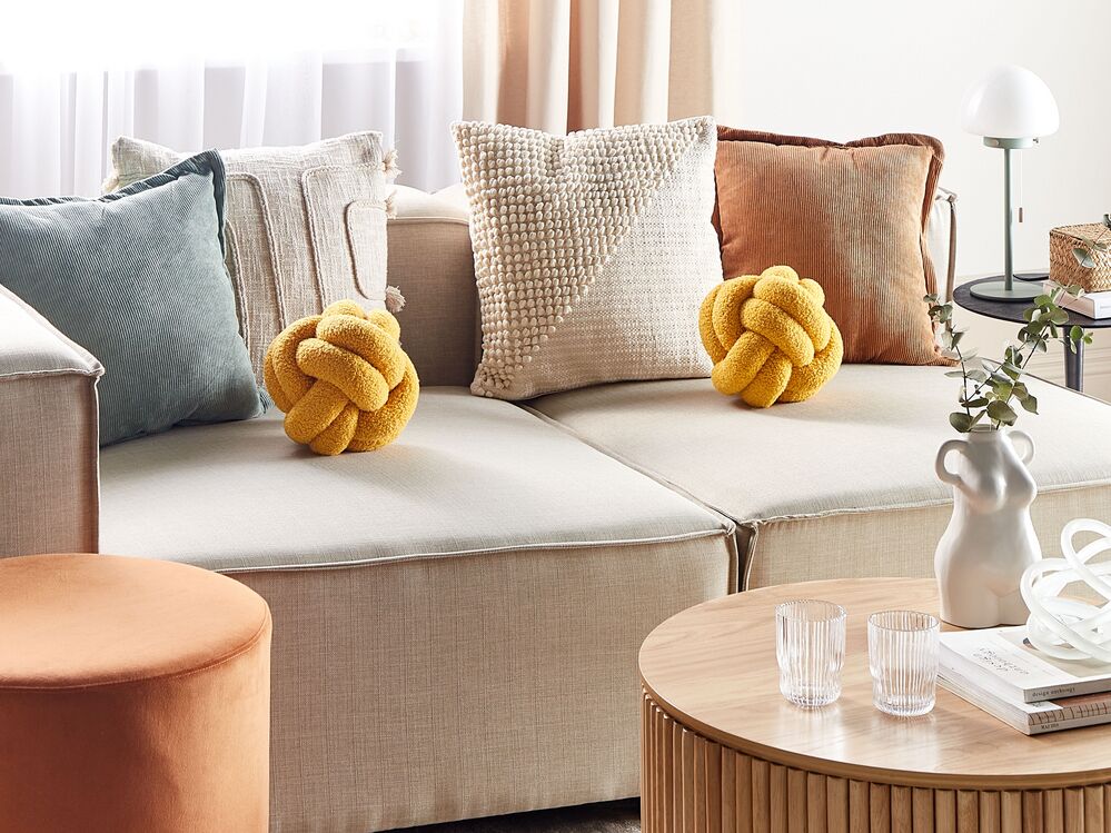 Cuscino Decorativo Cuscino Nodo Velluto Giallo 20 x 20 cm Accessori Decorativi