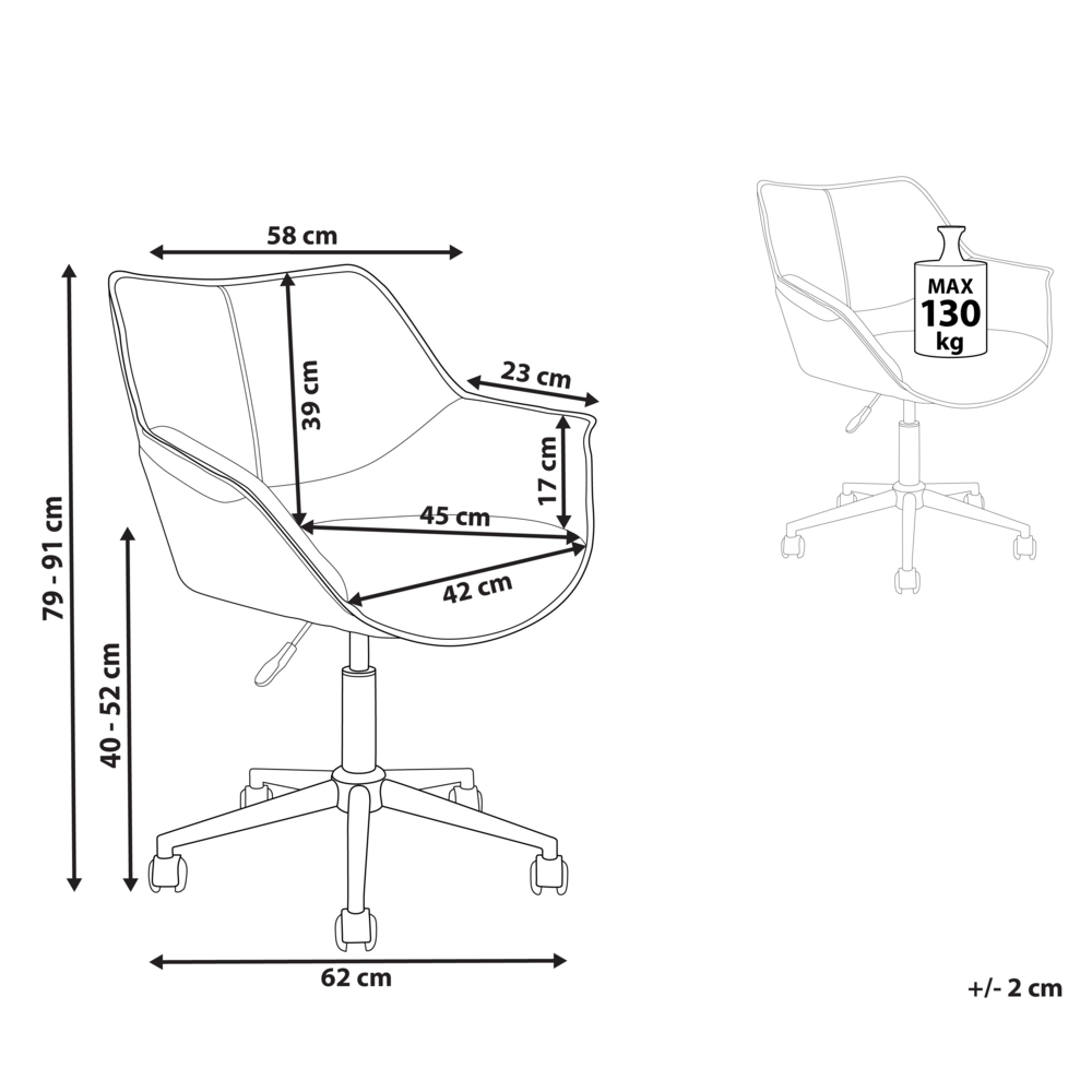 Sedia da ufficio in ecopelle marrone scuro girevole altezza regolabile stile moderno home office