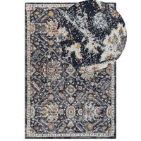 Tappeto in Poliestere beige e blu 160 x 230 cm con motivo orientale e vintage soggiorno camera da letto