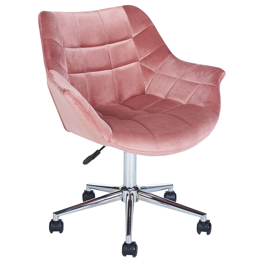 Sedia da ufficio in velluto rosa girevole regolabile in altezza stile moderno home office