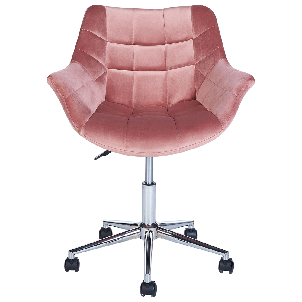 Sedia da ufficio in velluto rosa girevole regolabile in altezza stile moderno home office