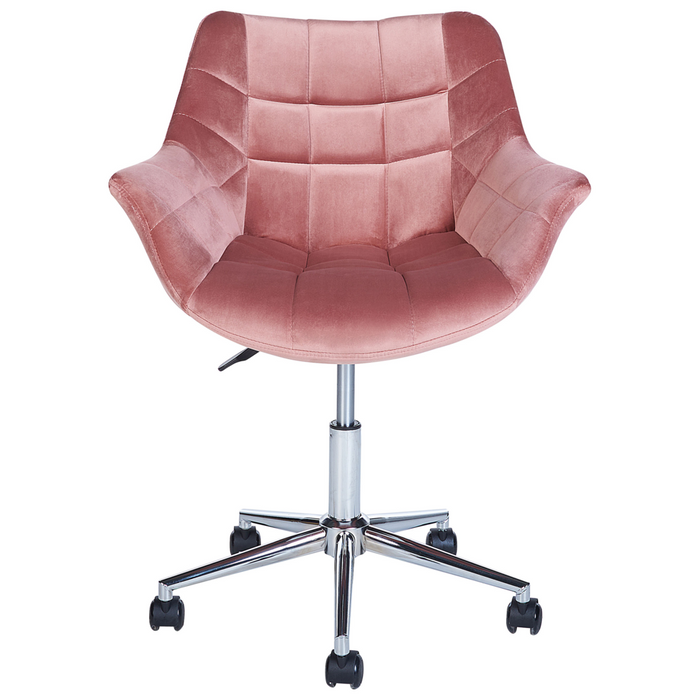Sedia da ufficio in velluto rosa girevole regolabile in altezza stile moderno home office