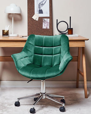 Sedia da ufficio in velluto verde girevole regolabile in altezza stile moderno home office
