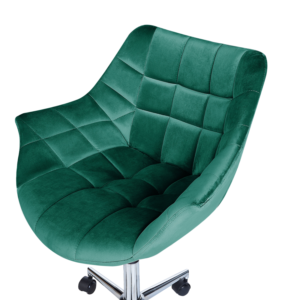 Sedia da ufficio in velluto verde girevole regolabile in altezza stile moderno home office