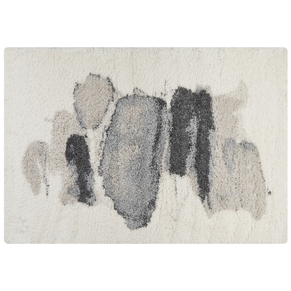 Tappeto bianco grigio scuro 160 x 230 cm pelo lungo motivo astratto camera da letto soggiorno