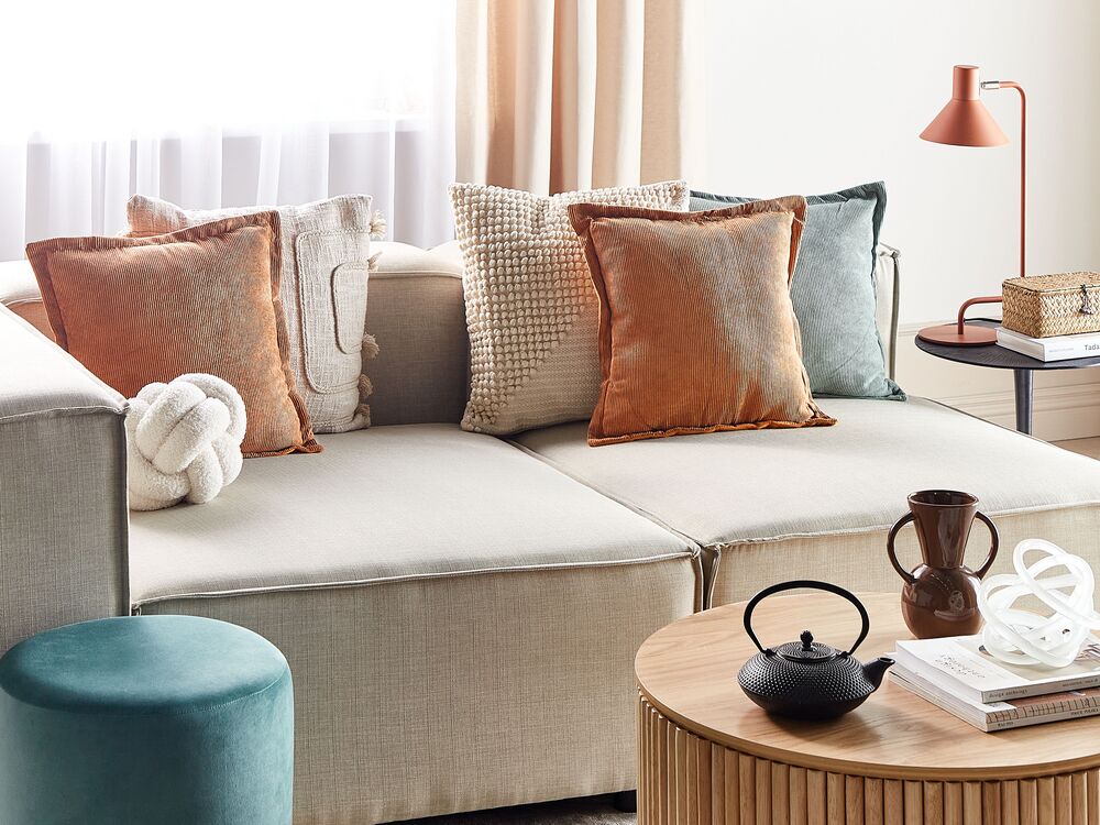 Set di 2 cuscini decorativi in velluto a coste arancione 43 x 43 cm stile moderno tradizionale