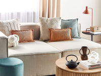 Set di 2 cuscini decorativi in velluto a coste arancione 47 x 27 cm stile moderno tradizionale