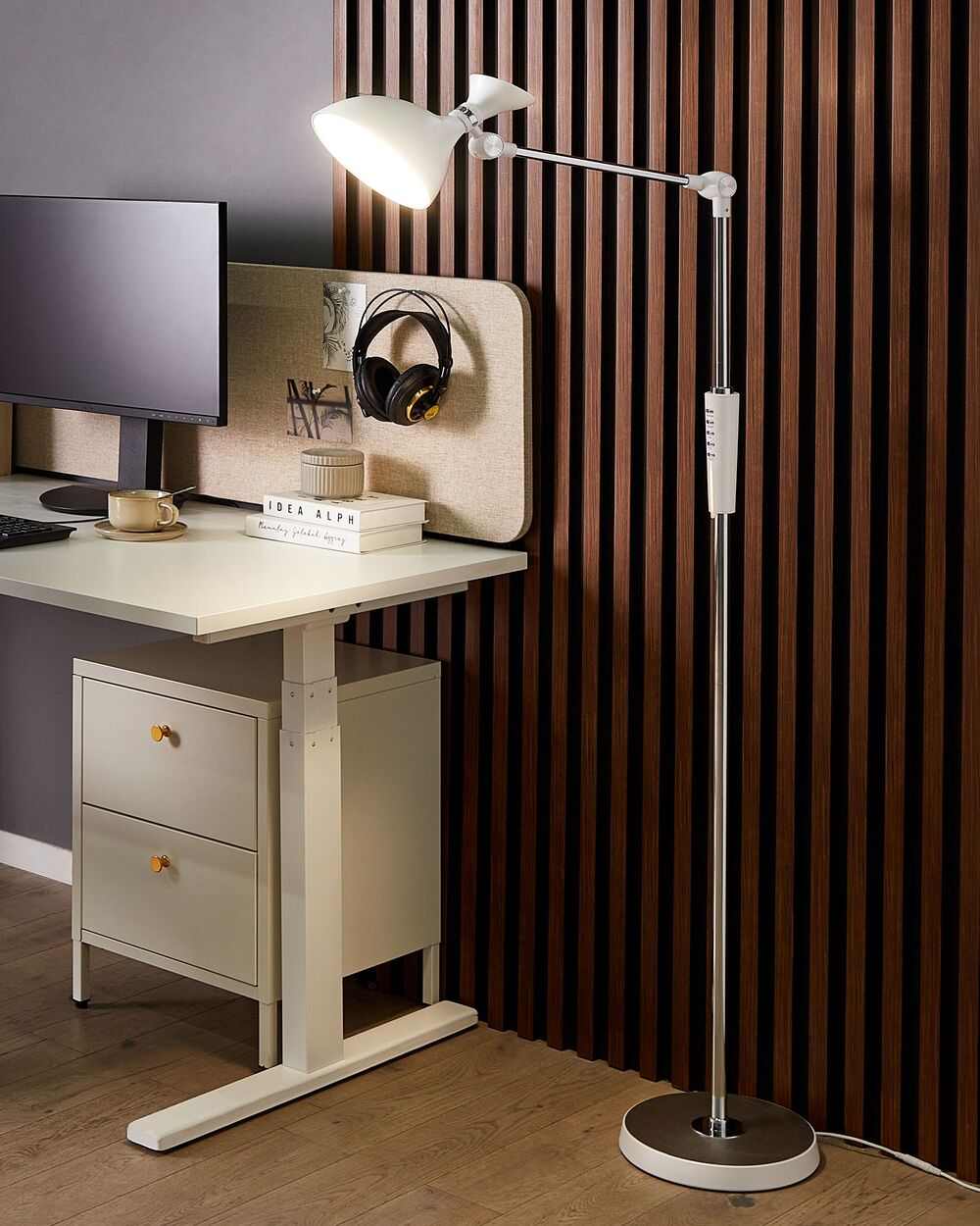 Lampada da terra LED bianco in materiale sintetico 169 cm regolabile soggiorno camera da letto