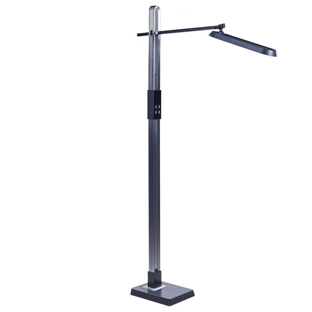 Lampada da terra LED materiale sintetico grigio scuro 144 cm altezza regolabile soggiorno camera da letto