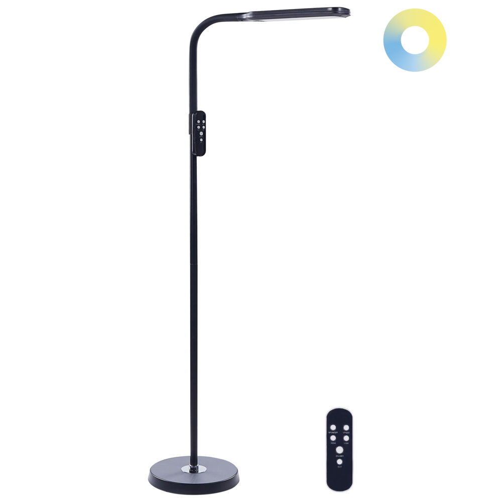 Lampada da terra LED materiale sintetico nero 160 cm materiale altezza regolabile ufficio camera da letto con telecomando