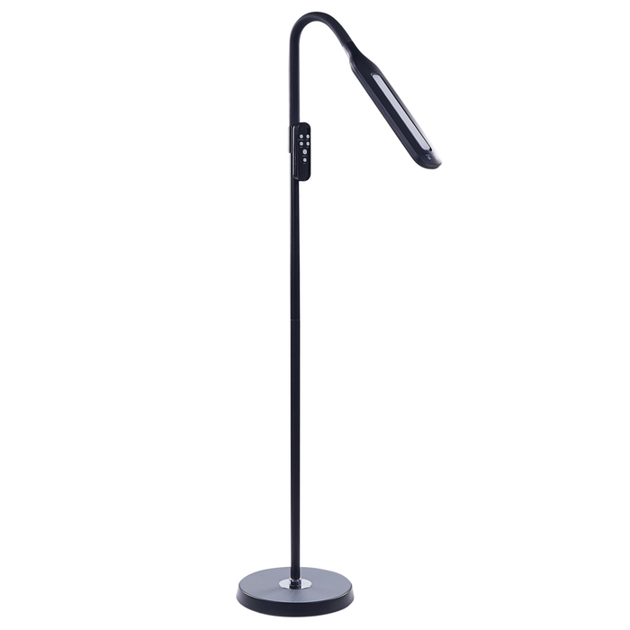 Lampada da terra LED materiale sintetico nero 160 cm materiale altezza regolabile ufficio camera da letto con telecomando