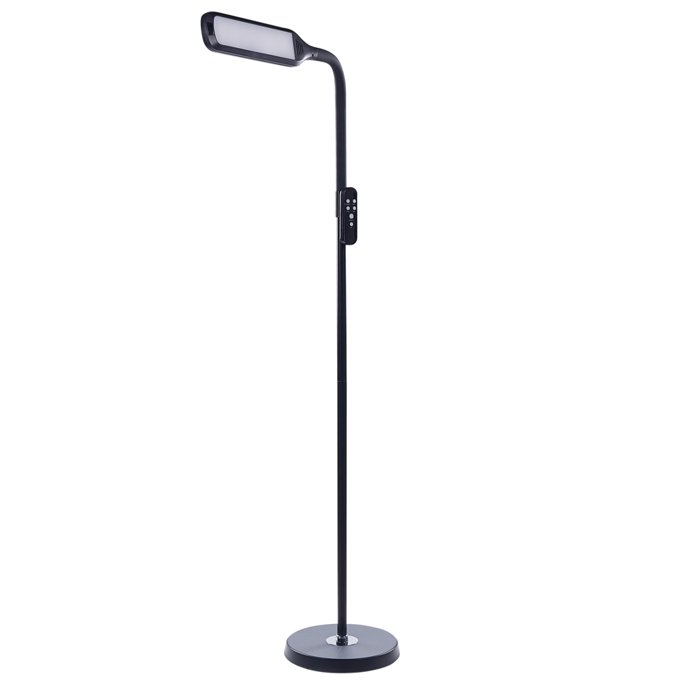 Lampada da terra LED materiale sintetico nero 160 cm materiale altezza regolabile ufficio camera da letto con telecomando
