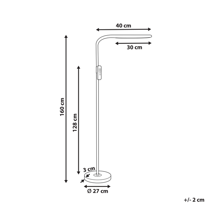Lampada da terra LED materiale sintetico nero 160 cm materiale altezza regolabile ufficio camera da letto con telecomando