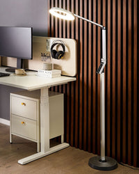 Lampada da terra LED materiale sintetico argento 170 cm altezza regolabile ufficio camera da letto