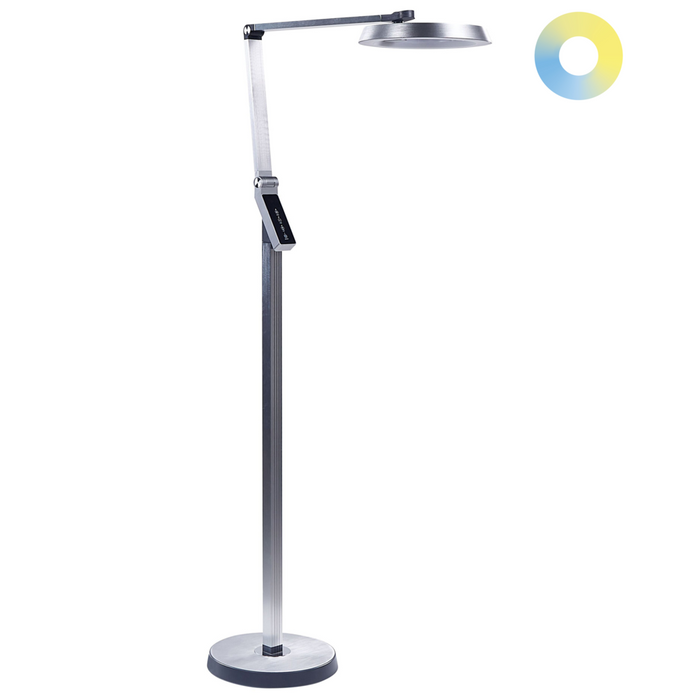 Lampada da terra LED materiale sintetico argento 170 cm altezza regolabile ufficio camera da letto
