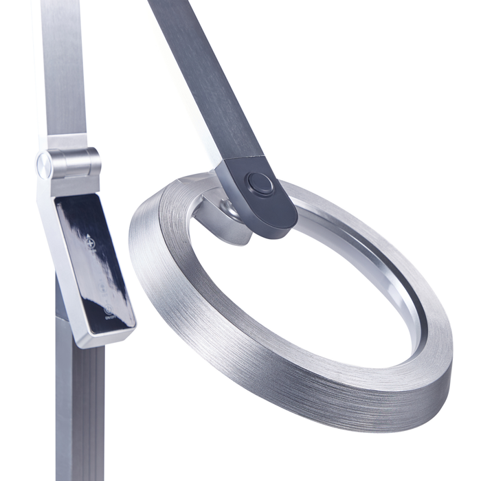 Lampada da terra LED materiale sintetico argento 170 cm altezza regolabile ufficio camera da letto