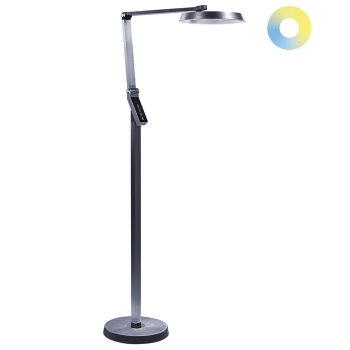Lampada da terra LED materiale sintetico grigio scuro 170 cm altezza regolabile ufficio camera da letto