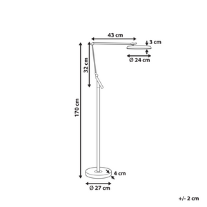Lampada da terra LED materiale sintetico grigio scuro 170 cm altezza regolabile ufficio camera da letto