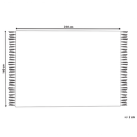 Tappeto di lana bianco e nero fatto a mano motivo geometrico e nappe 160 x 230 cm camera da letto soggiorno