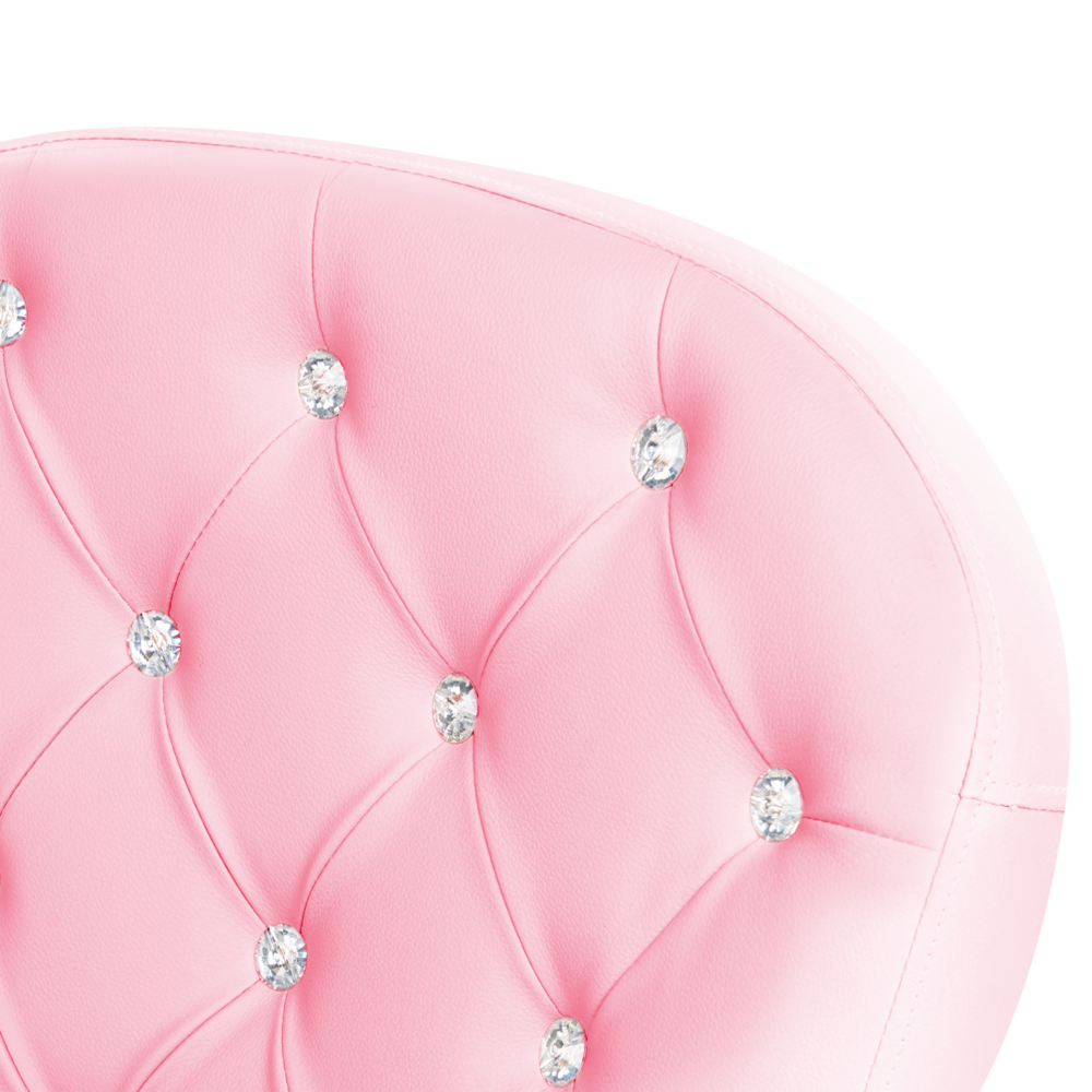 Sedia da ufficio in pelle sintetica rosa con cristalli e altezza regolabile e schienale trapuntato stile retrò moderno