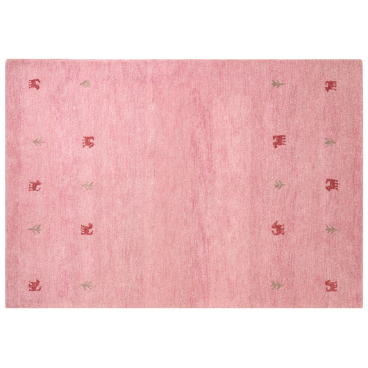 Tappeto Gabbeh di lana rosa fatto a mano con motivo con animali 160 x 230 cm soggiorno camera da letto