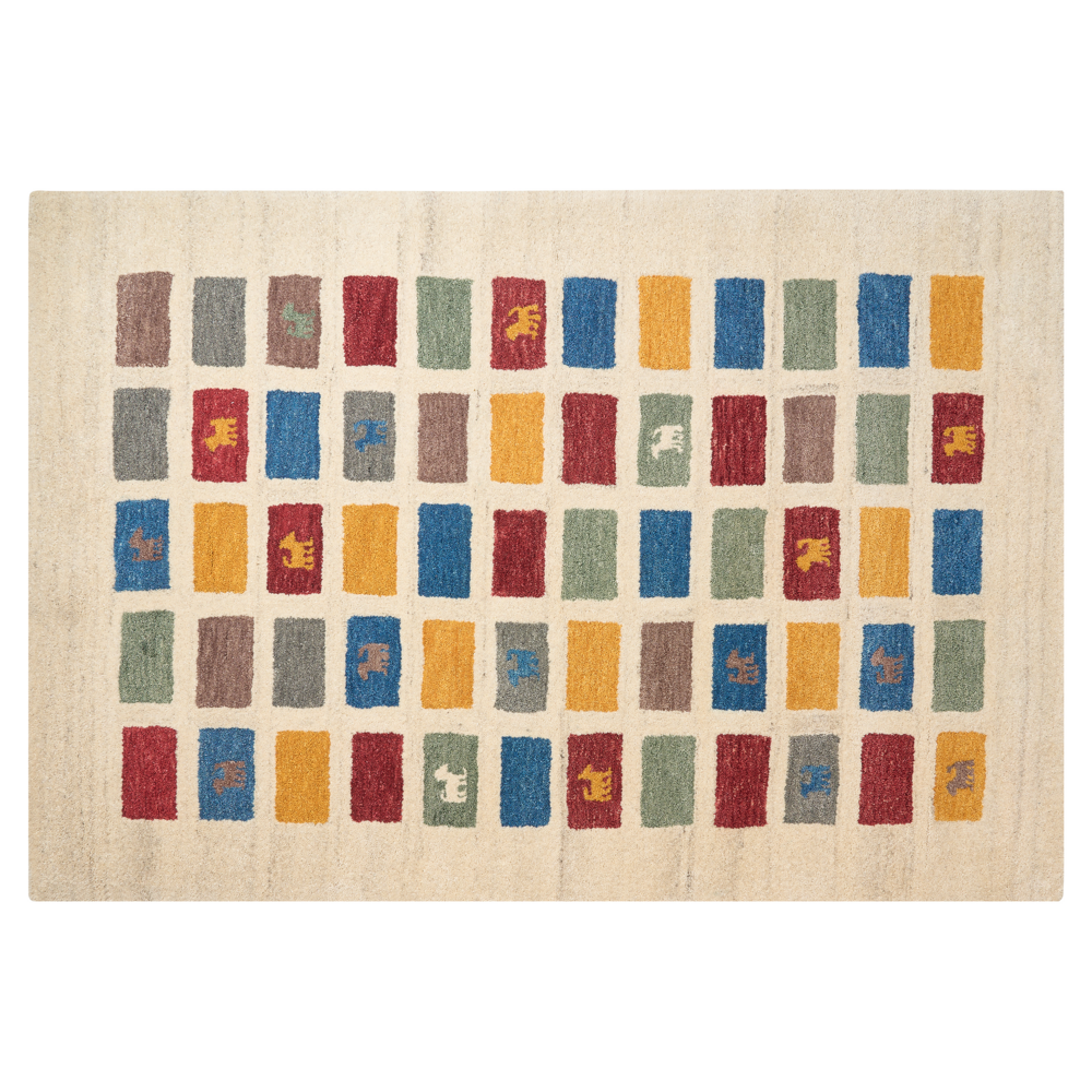 Tappeto Gabbeh di lana multicolore 140 x 200 cm con motivo etnico soggiorno camera da letto