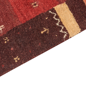 Tappeto Gabbeh rosso in lana con motivo natalizio fatto a mano 80 x 150 cm soggiorno camera da letto