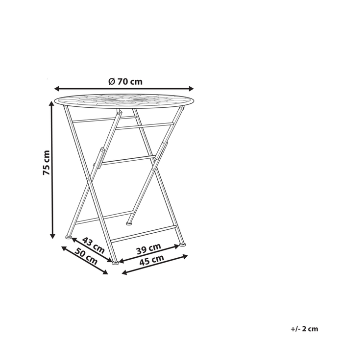 Tavolo da giardino Bistro Rosso Ferro pieghevole all'aperto Resistenza alla ruggine UV Stile retrò francese