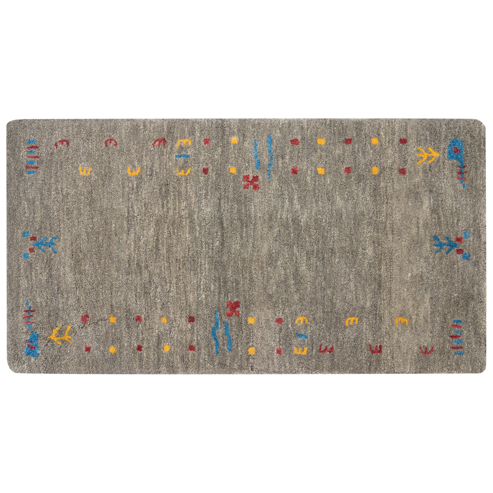 Tappeto Gabbeh in lana multicolore fatto a mano con motivo geometrico 80 x 150 cm soggiorno camera da letto stile boho