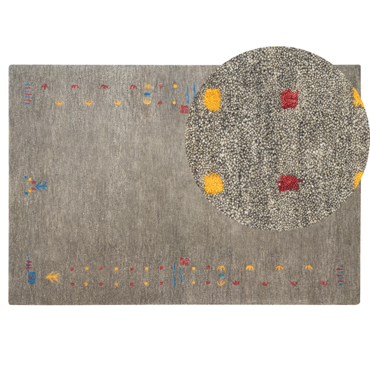 Tappeto Gabbeh in lana multicolore fatto a mano con motivo geometrico 140 x 200 cm soggiorno camera da letto stile boho