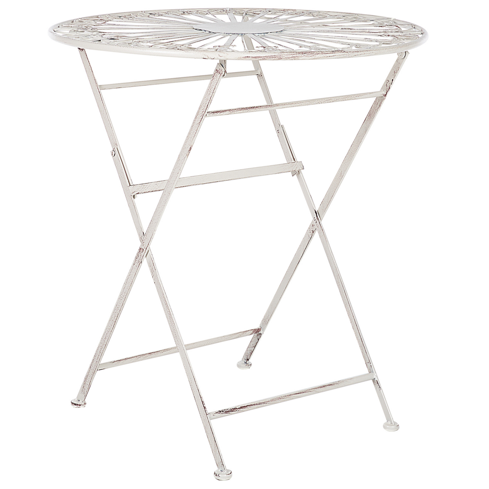 Set da giardino Bistro Bianco Ferro Pieghevole 2 Sedie Tavolo All'aperto Effetto Resistenza UV Ruggine Stile Francese Retro