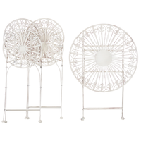 Set da giardino Bistro Bianco Ferro Pieghevole 2 Sedie Tavolo All'aperto Effetto Resistenza UV Ruggine Stile Francese Retro