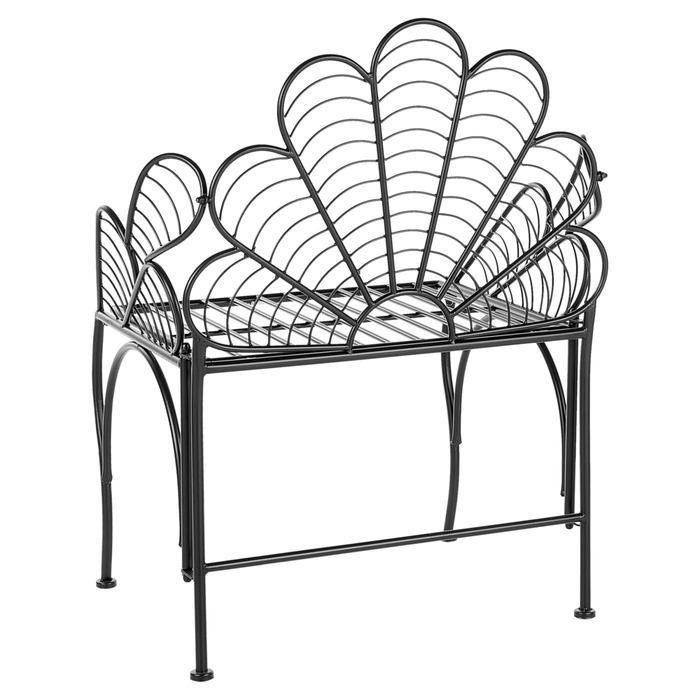 Sedia da giardino in metallo nero con braccioli per esterni in stile retrò vintage