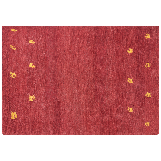 Tappeto Gabbeh di lana rossa fatto a mano con motivo animale 160 x 230 cm stile boho soggiorno camera da letto