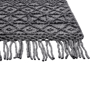 Tappeto in lana poliestere nero 160 x 230 cm motivo geometrico nappe Boho moderno