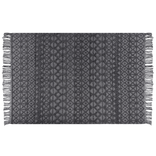 Tappeto Nero Lana Poliestere 200 x 300 cm Motivo geometrico Nappe Boho Moderno