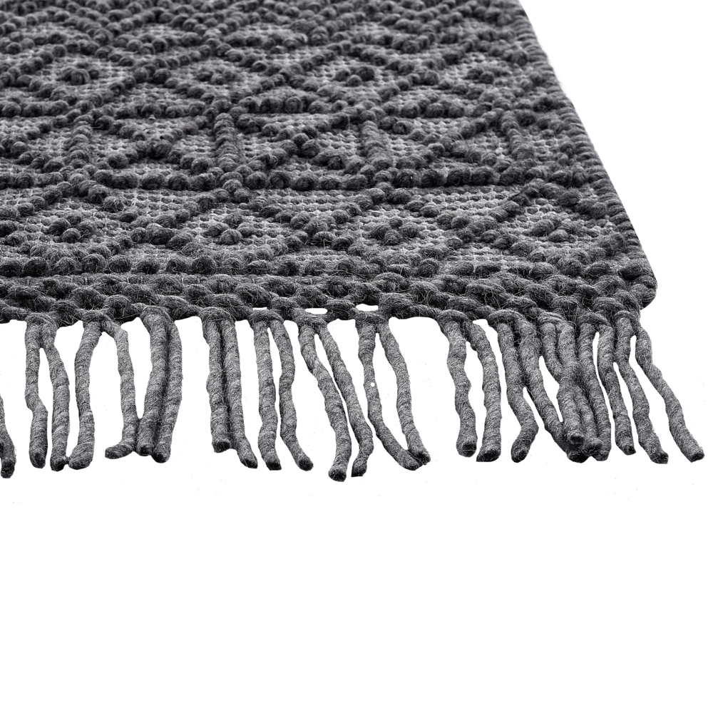 Tappeto Nero Lana Poliestere 200 x 300 cm Motivo geometrico Nappe Boho Moderno