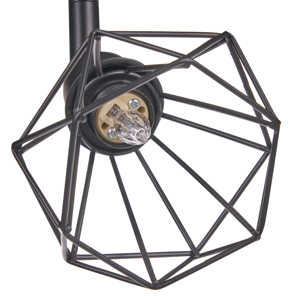 lampadario Nero Metallo 4 Luci Gabbia Paralumi Bracci Orientabili Moderna