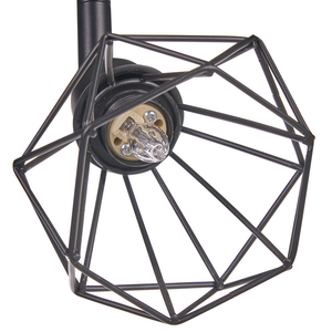 lampadario Nero Metallo 4 Luci Gabbia Paralumi Bracci Orientabili Moderna