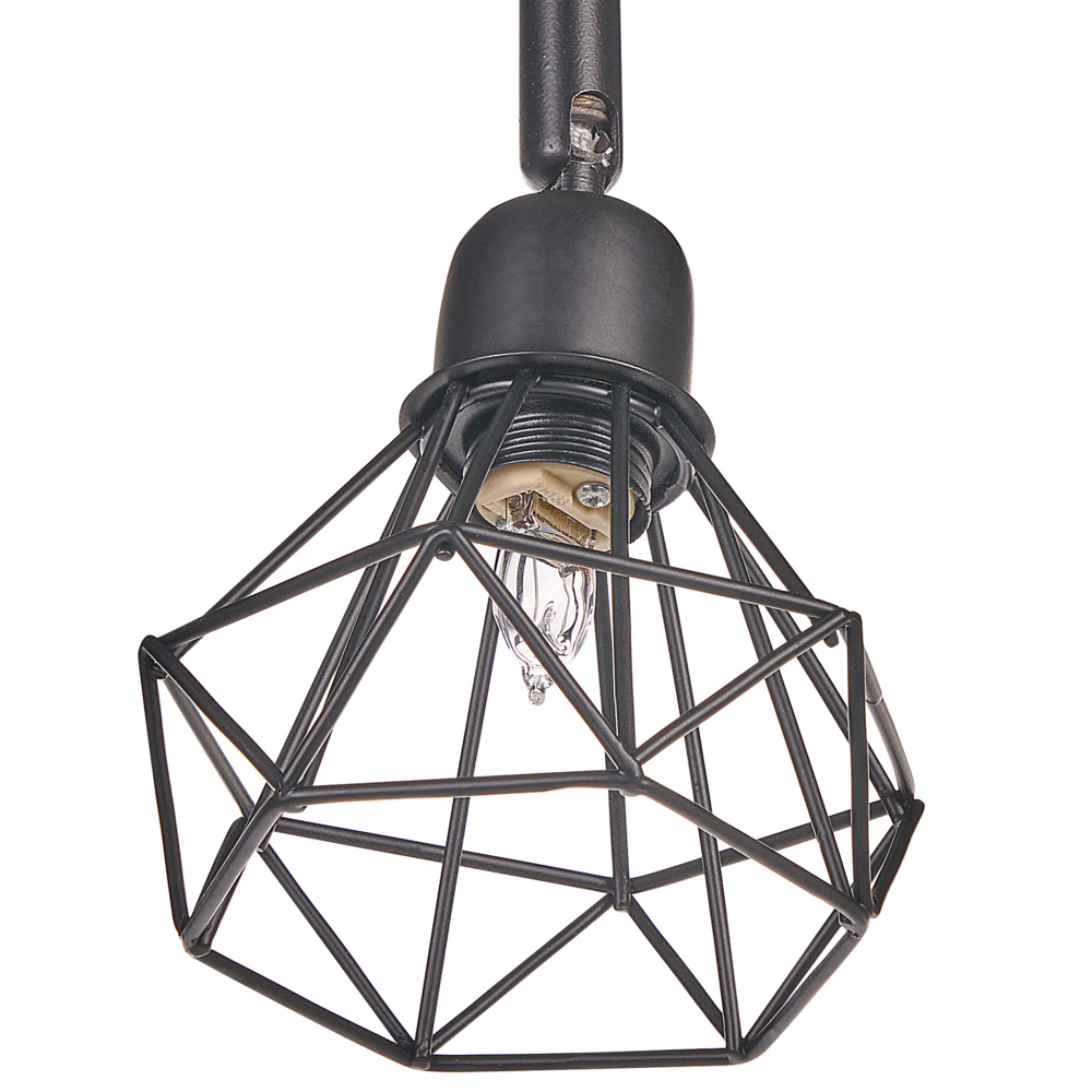 lampadario Nero Metallo 4 Luci Gabbia Paralumi Bracci Orientabili Moderna