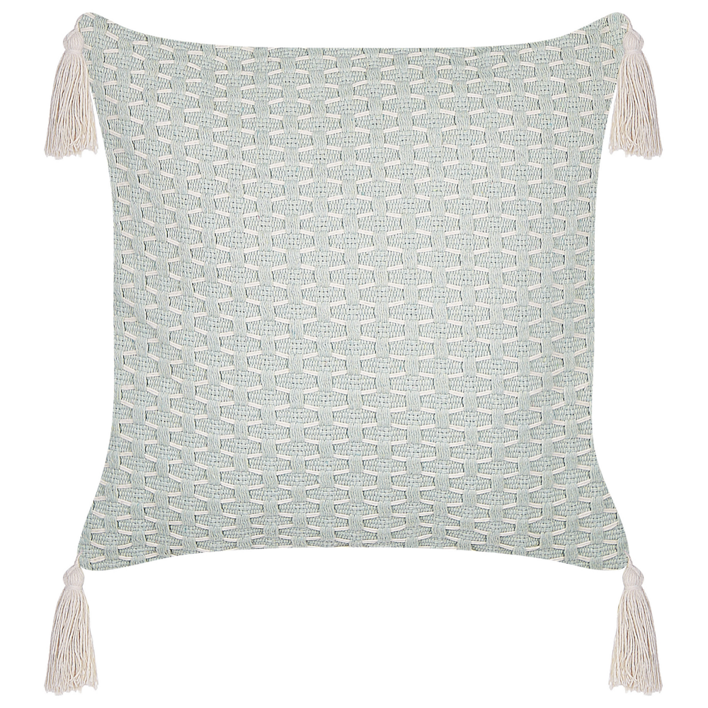 Set di 2 cuscini in poliestere verde menta 42 x 42 cm con  nappe imbottitura soggiorno camera da letto