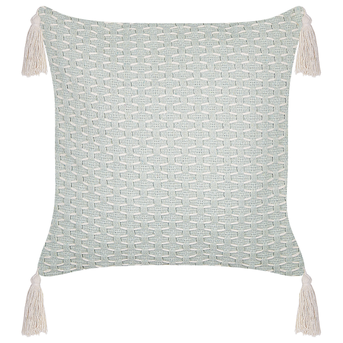 Set di 2 cuscini in poliestere verde menta 42 x 42 cm con  nappe imbottitura soggiorno camera da letto