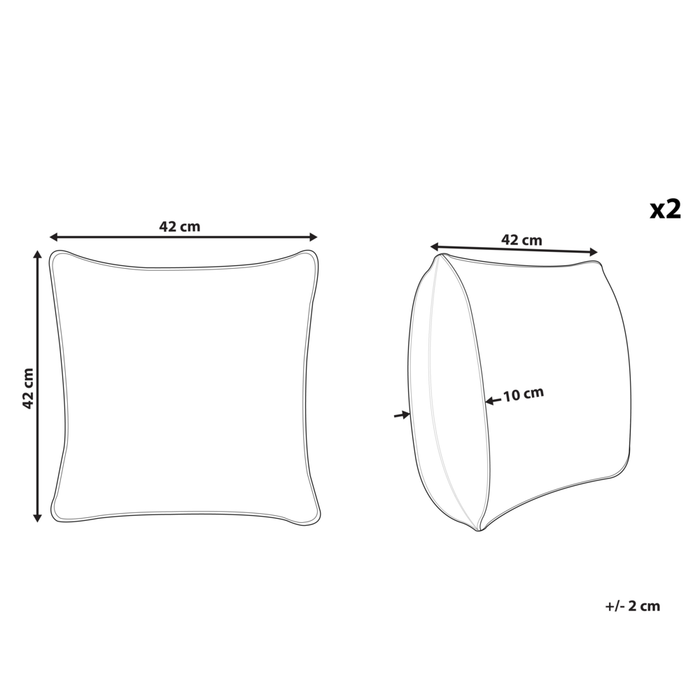 Set di 2 cuscini in poliestere tortora 42 x 42 cm con nappe imbottitura soggiorno camera da letto