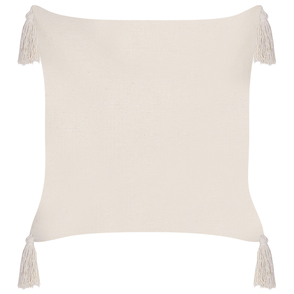 Set di 2 cuscini in poliestere tortora 42 x 42 cm con nappe imbottitura soggiorno camera da letto