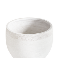 Vaso tondo in fibra di argilla e pietra bianca 38 x 38 x 30 cm interni esterni giardino terrazza