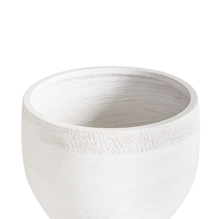 Vaso tondo in fibra di argilla e pietra bianca 38 x 38 x 30 cm interni esterni giardino terrazza