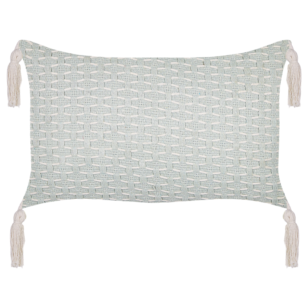 Set di 2 cuscini in tessuto di poliestere grigio 45 x 25 cm con nappe e imbottitura soggiorno camera da letto