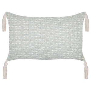 Set di 2 cuscini in tessuto di poliestere grigio 45 x 25 cm con nappe e imbottitura soggiorno camera da letto